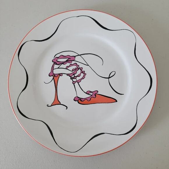 Rosanna Porcelain Dessert Plates Vintage High Heels Shoe Design Set of 3 White - Picture 7 of 11